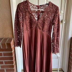 Zara Pink Long Sleeve V-Neck Gown
